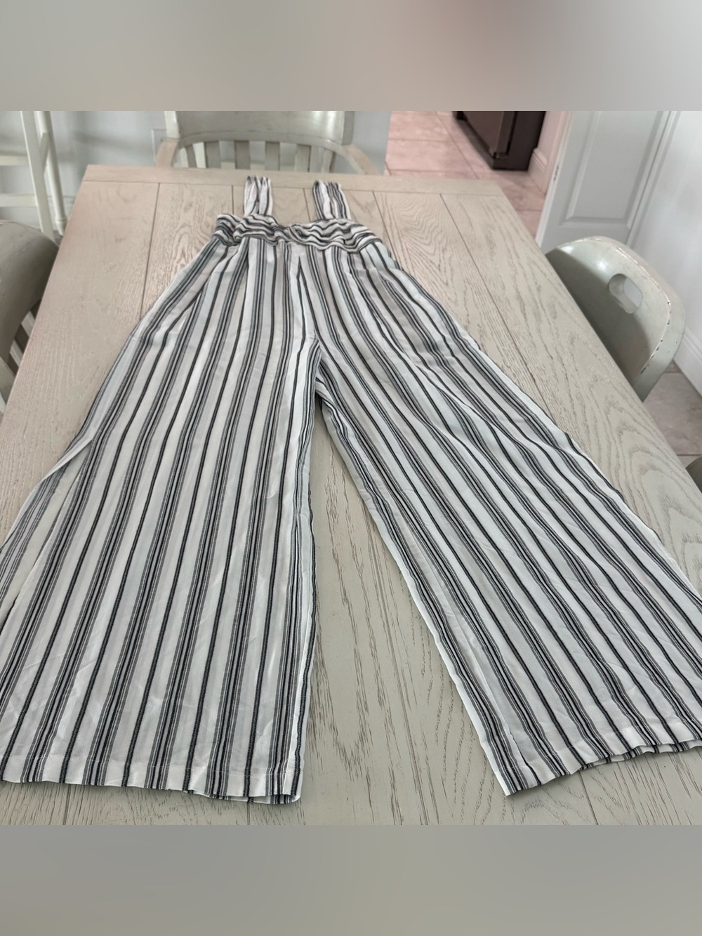 Monte White & Black Stripe Rayon Romper Pockets JumpSuit